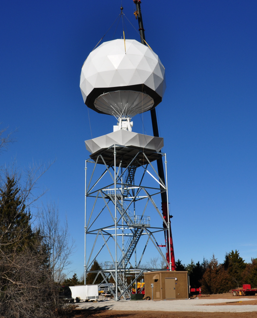 Weather radar of the University of Oklahoma being constructed. 
